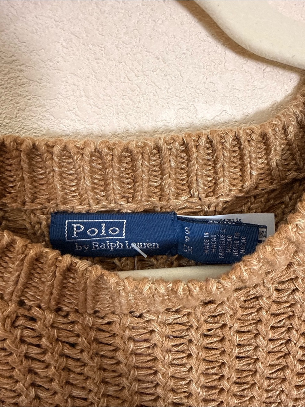 Polo Ralph Lauren Tan Knit Crewneck Sweater Thick Country Club Prep Old Money - Picture 3 of 4
